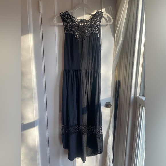 Ulla Johnson Dresses & Skirts - Ulla Johnson Black Silk Lace Detail Maxi Dress Size 8